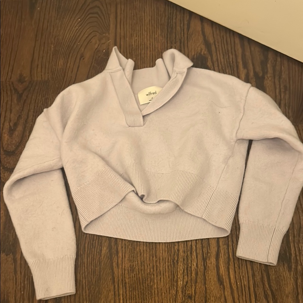 Wilfred Light Blue Cowl Neck Cashmere Sweater